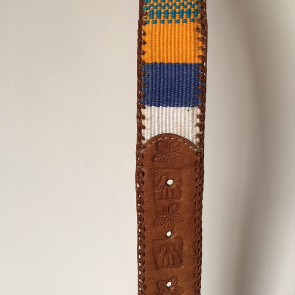 Colorful Guatemalan Woven Leather Vintage Belt - Picture 6 of 10